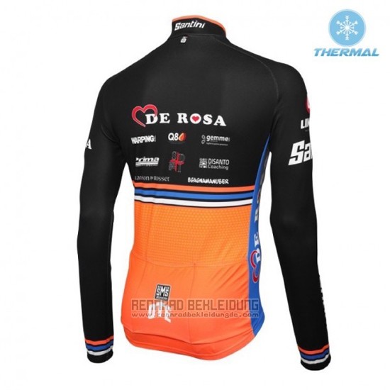 2016 Fahrradbekleidung De Rose Shwarz und Orange Trikot Langarm und Tragerhose